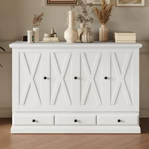 White Wood Frame Full Size Murphy Bed, Chest Cube Cabinet Bed with Charging Station and Large Storage Drawer