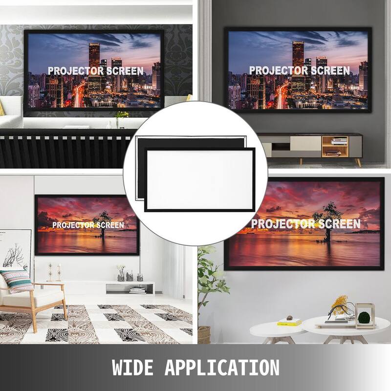 Projector Screen Fixed Frame 130 in. 16:9 Movie Screen 4K HD with Aluminum Frame Projection Screen Wall Mounted