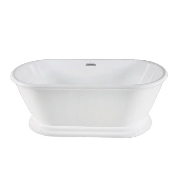 Aqua Eden Madison 66 In Acrylic Double Ended Pedestal Flatbottom Freestanding Bathtub In White Hvtde663124 The Home Depot