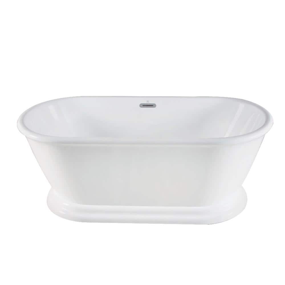 Madison 66 in. Acrylic Double Ended Pedestal Flatbottom Freestanding Bathtu