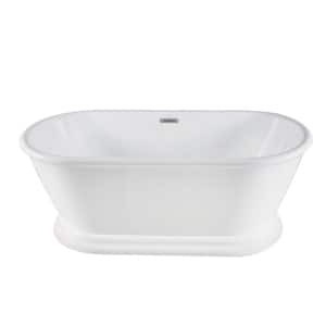 Madison 66 in. Acrylic Double Ended Pedestal Flatbottom Freestanding Bathtub in White
