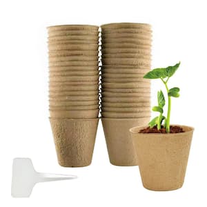 3 in. x 3 in. Plant Pots Small Degradable Nursery Garden Pots Seedling Plant Container with 25 Labels (100-Pack)