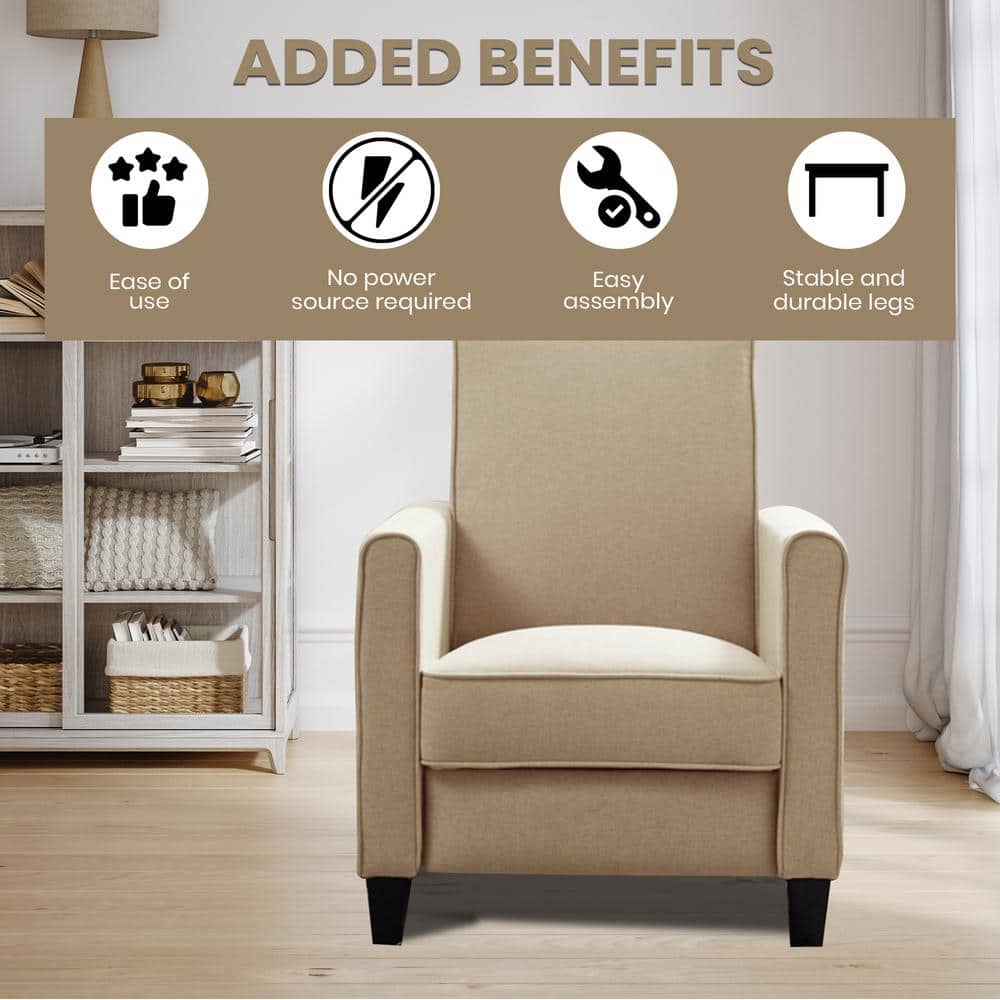 Mocha Ergonomic Microfiber Recliner with Wood Frame