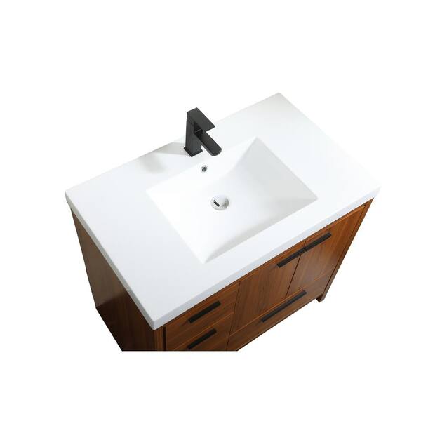 Simply Living 36 in. Single Bathroom Vanity in Teak with Simply Living 36 in. Single Bathroom Vanity in Teak with