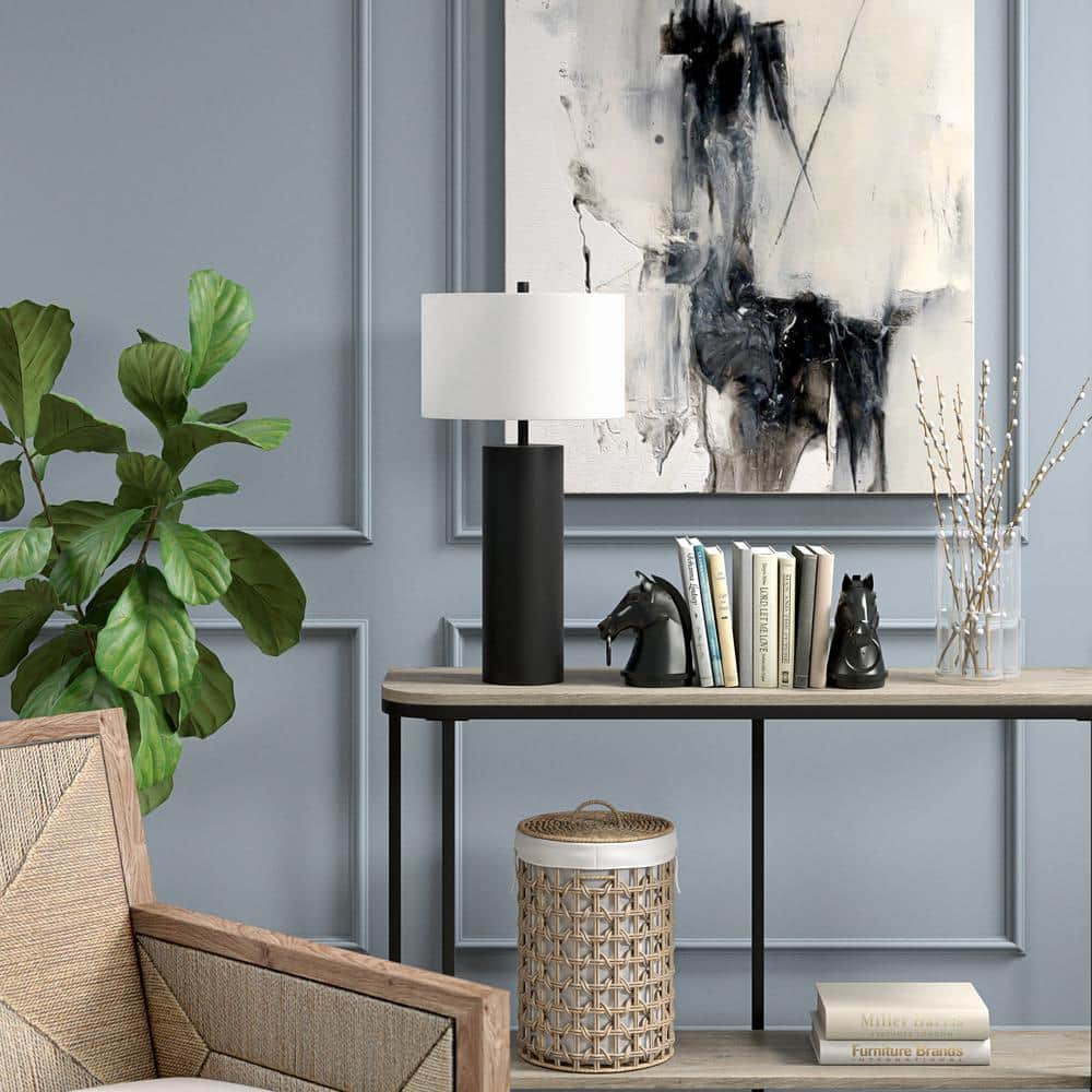 York 29.5" Blackened Bronze Table Lamp with Fabric Shade