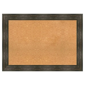 Rail Rustic Char Natural Corkboard 42 in. x 30 in. Bulletin Board Memo Board