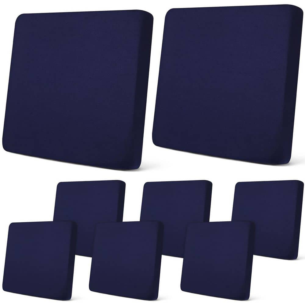 8 Pcs Patio Cushion Covers, Stretch Outdoor Cushion Cover Replacement for Patio Furniture Sofa Couch Slipcovers, Navy price history on PriceWatchPro