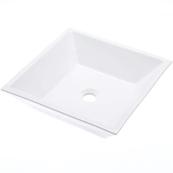 Kingston Brass Square Vitreous China Vessel Sink in White