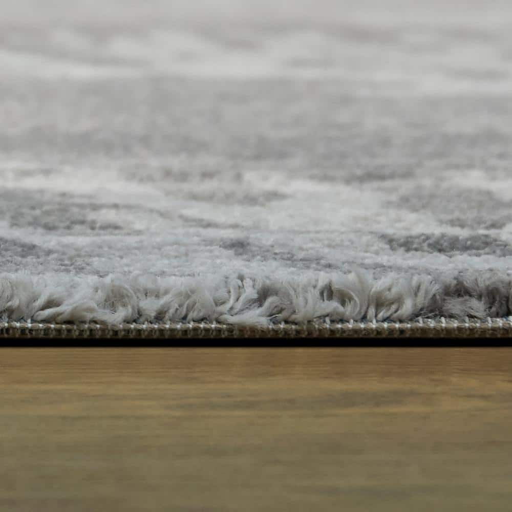 Medium Grey Coastal Coral Print 8' x 10' Synthetic Area Rug
