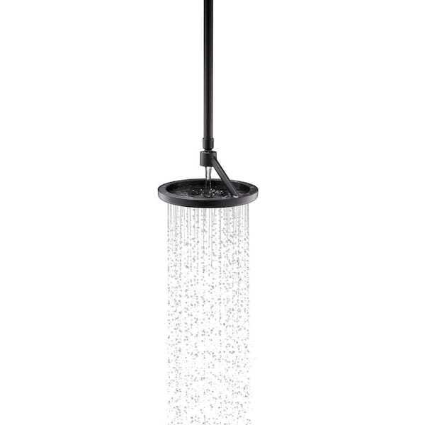 Statement 12 in. Ceiling-Mount Single-Function Rain Head Shower Arm and Flange in Matte Black