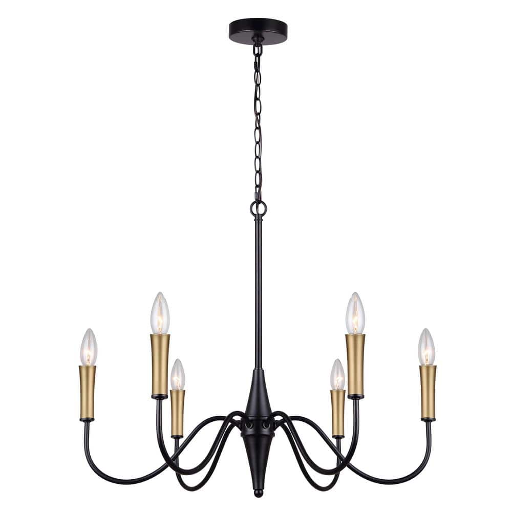 Brielle Matte Black 6-Light Taper Candle Chandelier