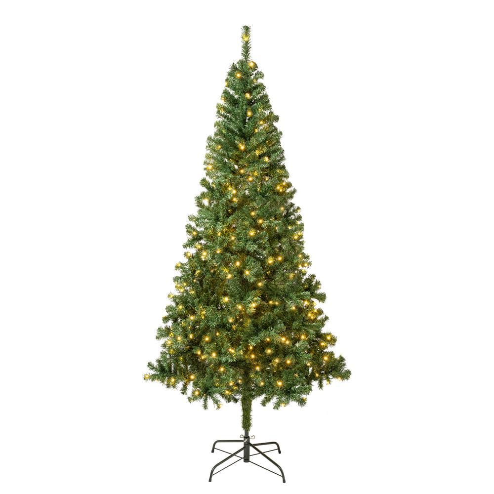 7 1/2' Linden Spruce Wrapped PreLit Artificial Christmas Tree with 400 Warm White LED Lights -  National Tree Company, LIN8-300L-75