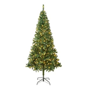 7 1/2' Linden Spruce Wrapped PreLit Artificial Christmas Tree with 400 Warm White LED Lights