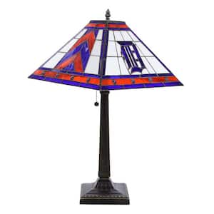 MLB 23 in. Antique Bronze Stained Glass Mission Lamp- Tigers