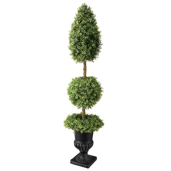 Regency International Cone Ball Wreath Base 60 in. Green Boxwood Artificial Topiary in Urn Pot
