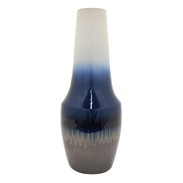 THREE HANDS 31 in. Blue Ceramic Decorative Vase