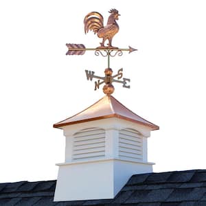 18 in. x 18. x 51 in. Coventry Vinyl Cupola with Copper Rooster Weathervane