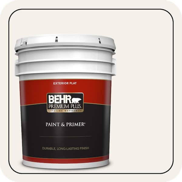 BEHR PREMIUM PLUS 5 gal. #W-B-200 Popped Corn Flat Exterior Paint & Primer
