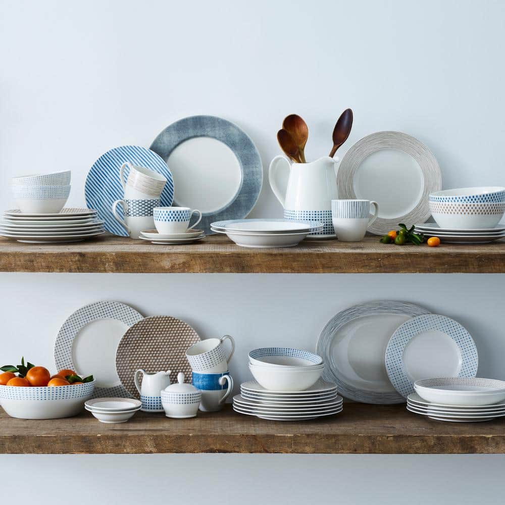 Gray and White Ceramic Patterned Dessert Bowls, Set of Four