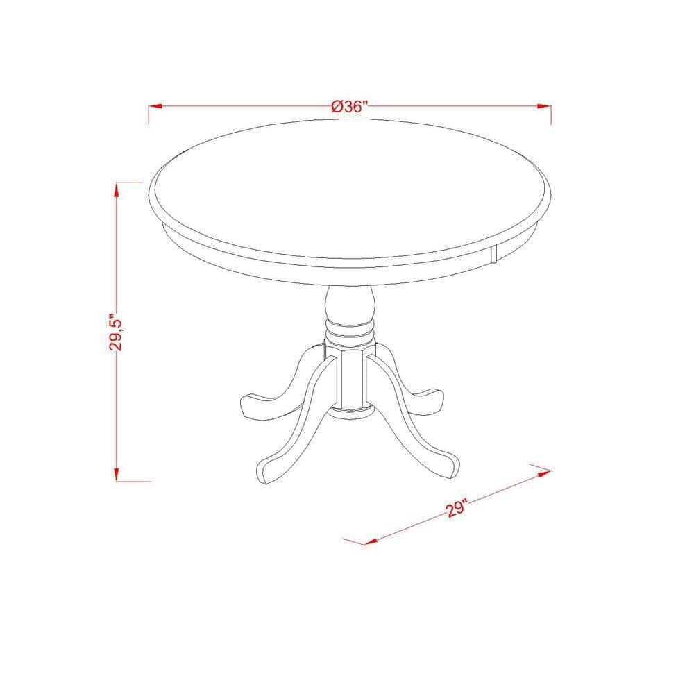 Antique Walnut 3-Piece Round Wood Dining Set with Beige Upholstered Chairs