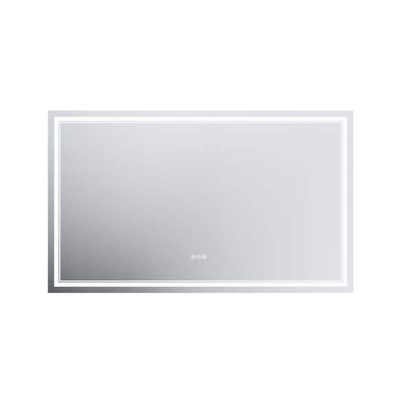 Modland Hans 60 in. W x 36 in. H Rectangular Frameless Backlit LED Touch Sensor Anti-Fog Dimmable Wall Bathroom Vanity Mirror