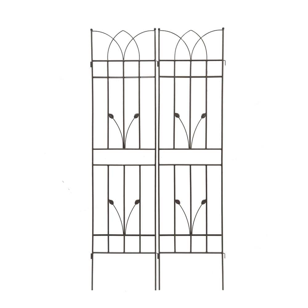 Brown 71 in. Metal Garden Trellis, Rustproof Garden Fence Trellis for Climb
