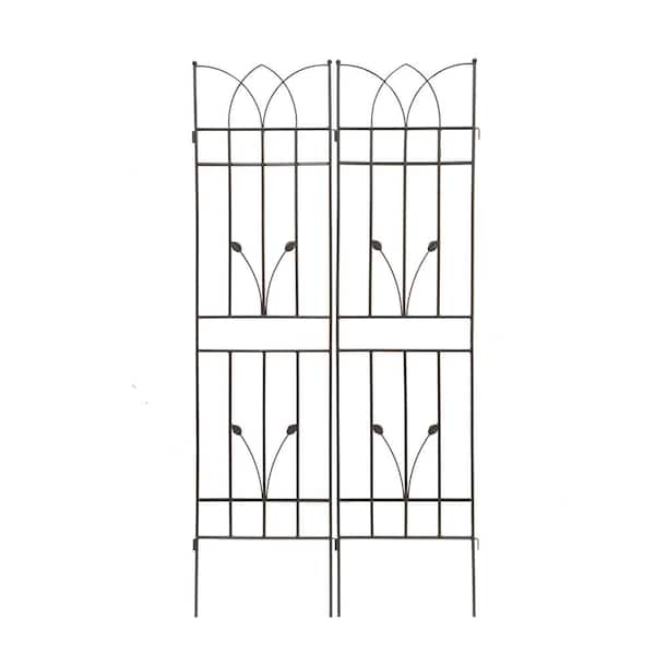 Unbranded Brown 71 in. Metal Garden Trellis, Rustproof Garden Fence Trellis for Climbing Plants Outdoor Flower Support (2 Pack)