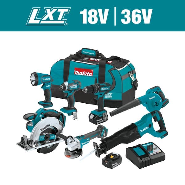 Makita 18V LXT Lithium-Ion Cordless Combo Kit (5-Tool) with (2) 3.0 Ah  Batteries, Rapid Charger and Tool Bag XT505 - The Home Depot