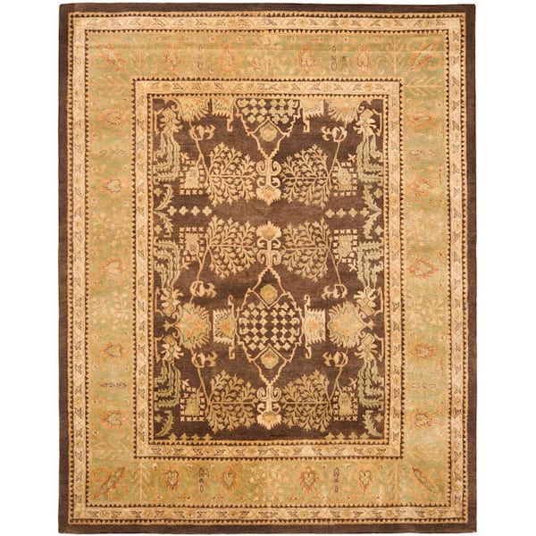 Bergama 10 ft. x 14 ft. Brown/Green Ornate Medallion Area Rug