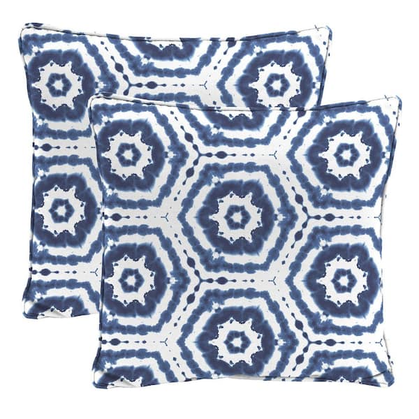 Jordan Manufacturing 16 in. L x 16 in. W x 5 in. T Square Outdoor Throw Pillow in Pacha Denim (2-Pack)