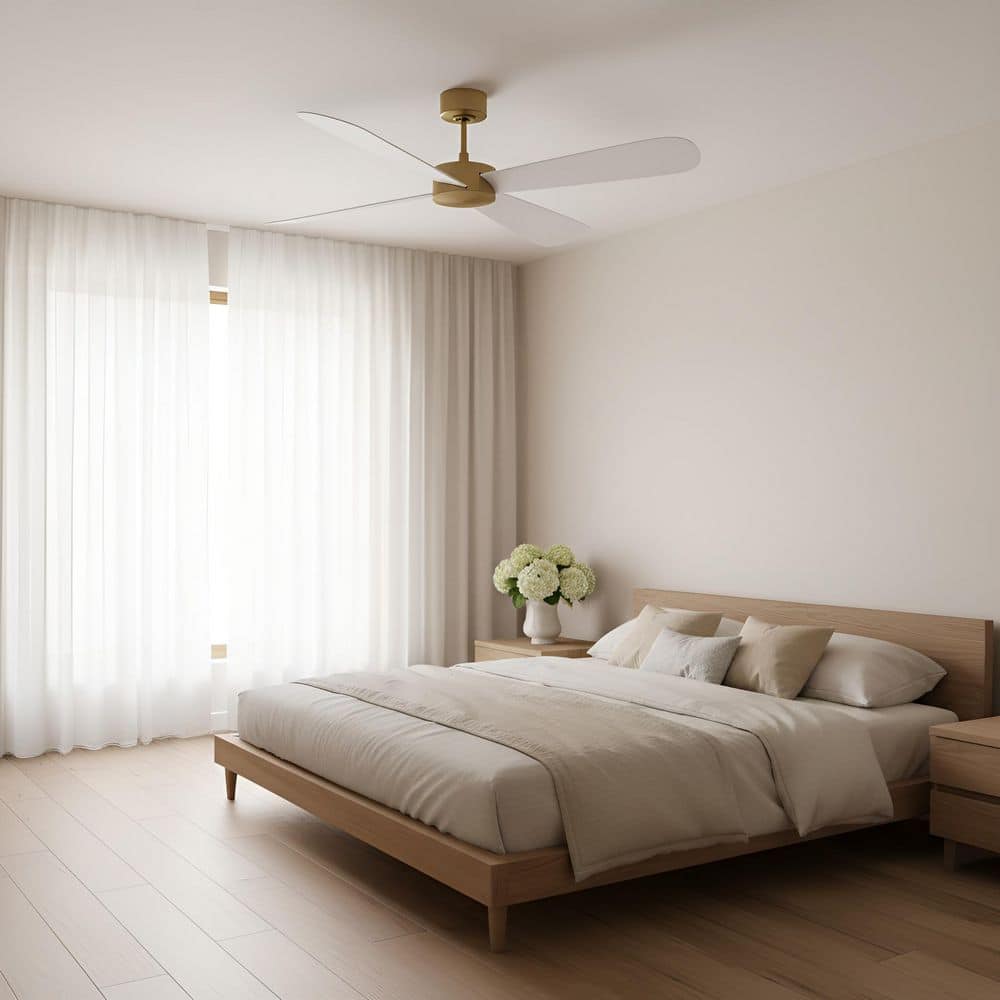 Paddle Smart 52 in. Burnished Brass Downrod Mount StandardCeiling Fan with Remote and Matte White Blades price history on PriceWatchPro