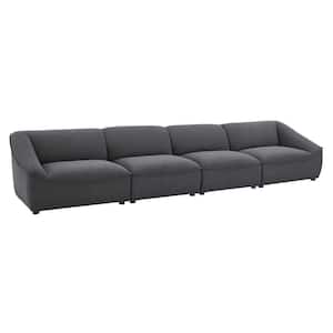 Comprise 4-Piece 148 in. Charcoal Fabric 4-Seat Straight Symmetrical Sectionals Sofa