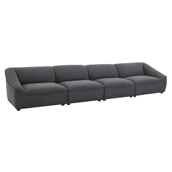 MODWAY Comprise 4-Piece 148 in. Charcoal Fabric 4-Seat Straight Symmetrical Sectionals Sofa