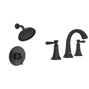 Rumson 8 in. Widespread Bathroom Faucet and Single-Handle 1-Spray Shower Faucet in Matte Black (Valve Included)