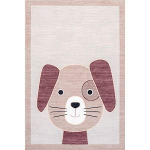 SAFAVIEH Carousel Kids Orpa The Dog Area Rug, Navy/Ivory, 4' x 4' Square 