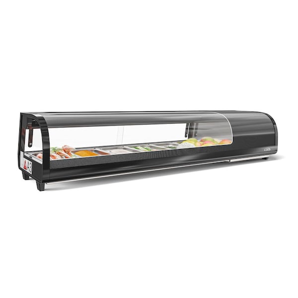 Koolmore 60 In. 6 Pan Sushi Refrigerator in Black