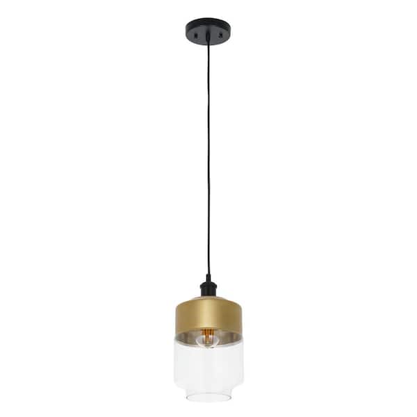 Cresswell 1-Light Brushed Gold and Matte Black Accents Modern Pendant