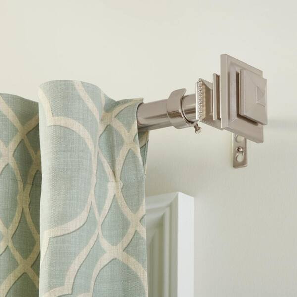 Brushed Nickel Steel Square Curtain Rod Finial (Set of 2)