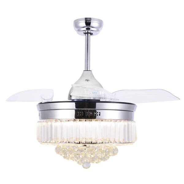 LED Chrome Retractable Ceiling Fan 