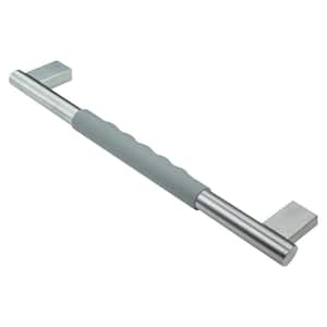 Maddox 18 in. x 1 in. Concealed Screw Grab Bar with Silicone Grip in Brushed Stainless/Grey
