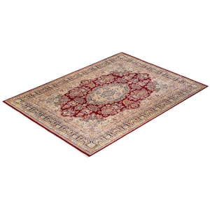 Mogul One-of-a-Kind Traditional Red 9 ft. 1 in. x 12 ft. 4 in. Oriental Area Rug