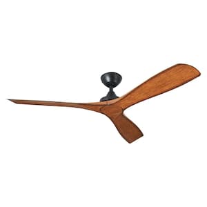 52 in. Modern Indoor Matte Black Ceiling Fan with 3 Walnut ABS Blades, DC Motor and Remote Control