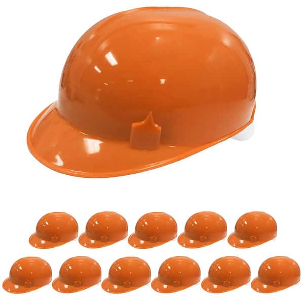 Bump Cap with 4-Point Pin Lock Suspension, HDPE Cap Style, Orange (Pack of 12)