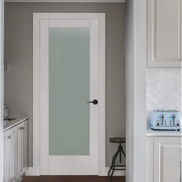 32 in. x 96 in. MODA Primed PMT1011 Solid Core Wood Interior Door Slab w/Translucent Glass