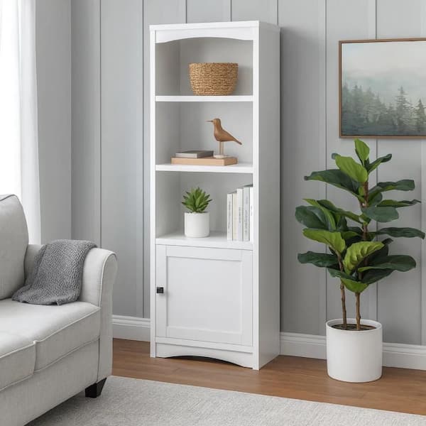 Donna White 70.75 in. Media Tower Pier Curio Storage Cabinet with Adjustable Shelves