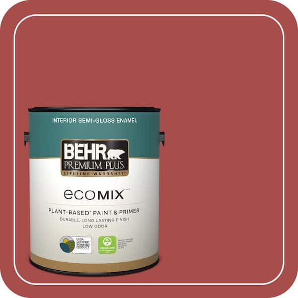 1 gal. Home Decorators Collection #HDC-CL-09 Persimmon Red Semi-Gloss Enamel EcoMix Plant-Based Interior Paint & Primer