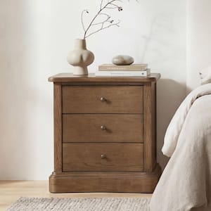 Lioren Warm Brown 3-Drawer 28 in. W Nightstand