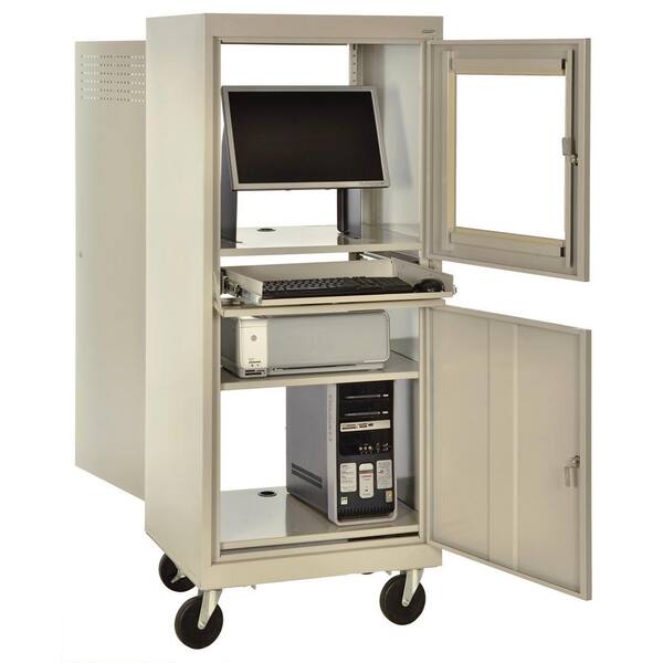 Sandusky 26 in. L x 24 in. D x 63 in. H Steel Mobile Computer Security Cart