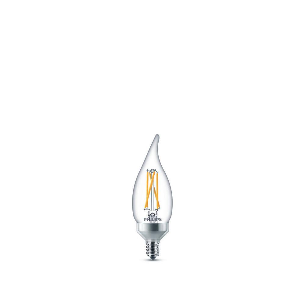 Philips 60 Watt Equivalent Ba11 Dimmable Warm Glow Dimming Effect Led Candle Light Bulb Bent Tip E12 Soft White 2700k 6 Pack The Home Depot