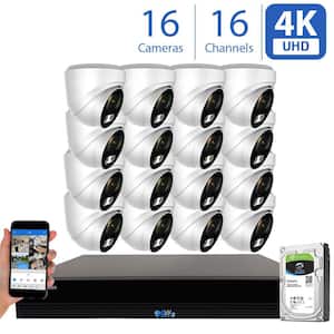 16-Channel HD-Coaxial 8MP Surveillance Security Cameras System 4TB w/ 16 Wired 4K 4-in-1 Analog 2.8 mm Fixed Lens Turret